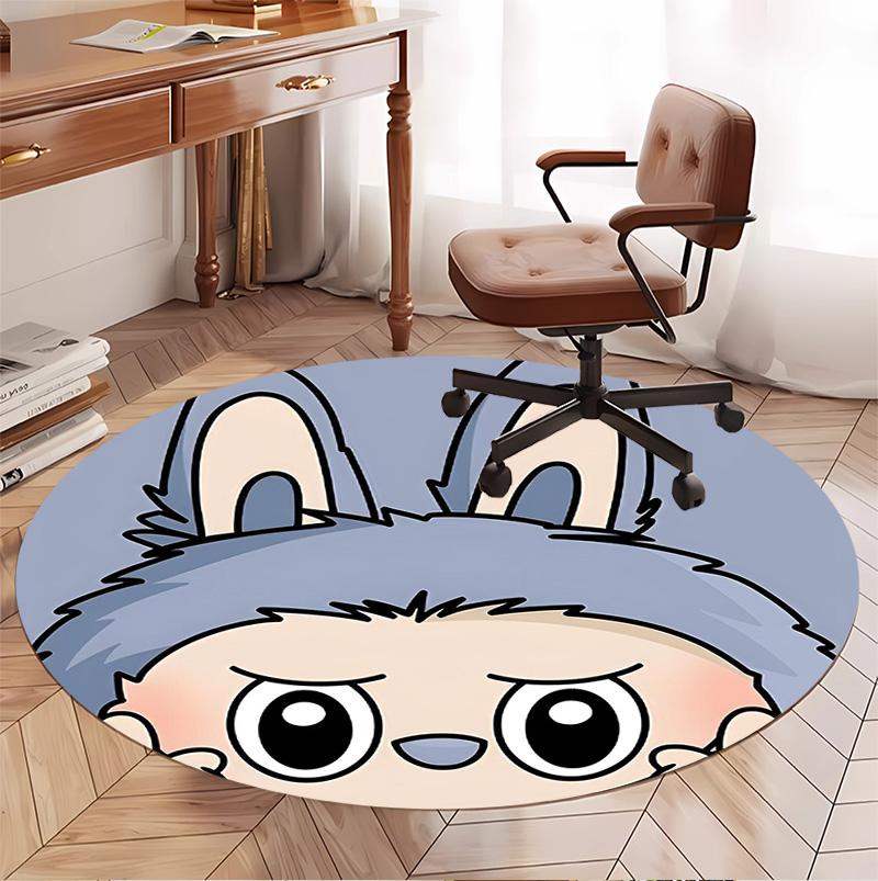 Labubu Pattern Round Rug, Indoor/Outdoor Mat, for Picnic, Gameroom, Bedroom, Office, Living Room, Home Decor Carpet, Birthday Gift