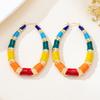 European Geometric Enamel Earrings: Women's Bamboo Joint Hoops