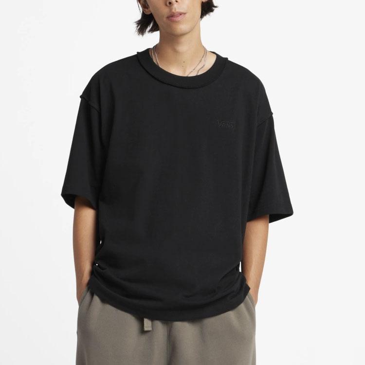 Vans OTW Solid Logo Casual Sports Exposed Seam Crew Neck Short Sleeve T-Shirt SS24 Drop Shoulder Unisex T-Shirt Black VN000GBYBLK