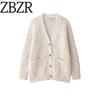 Za Foreign Trade New Women Clothes ZR Western Style Fashion V-neck Small Dot Knitted Loose Outerwear 9874101