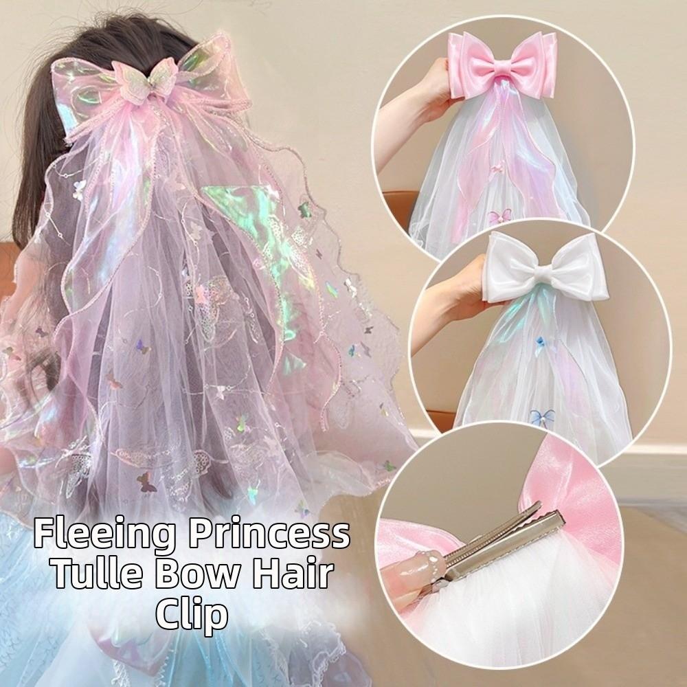 Mesh Girls Head Gauze Bow Colorful Flowing Tulle Gift Super Fairy Veil Hair Accessories