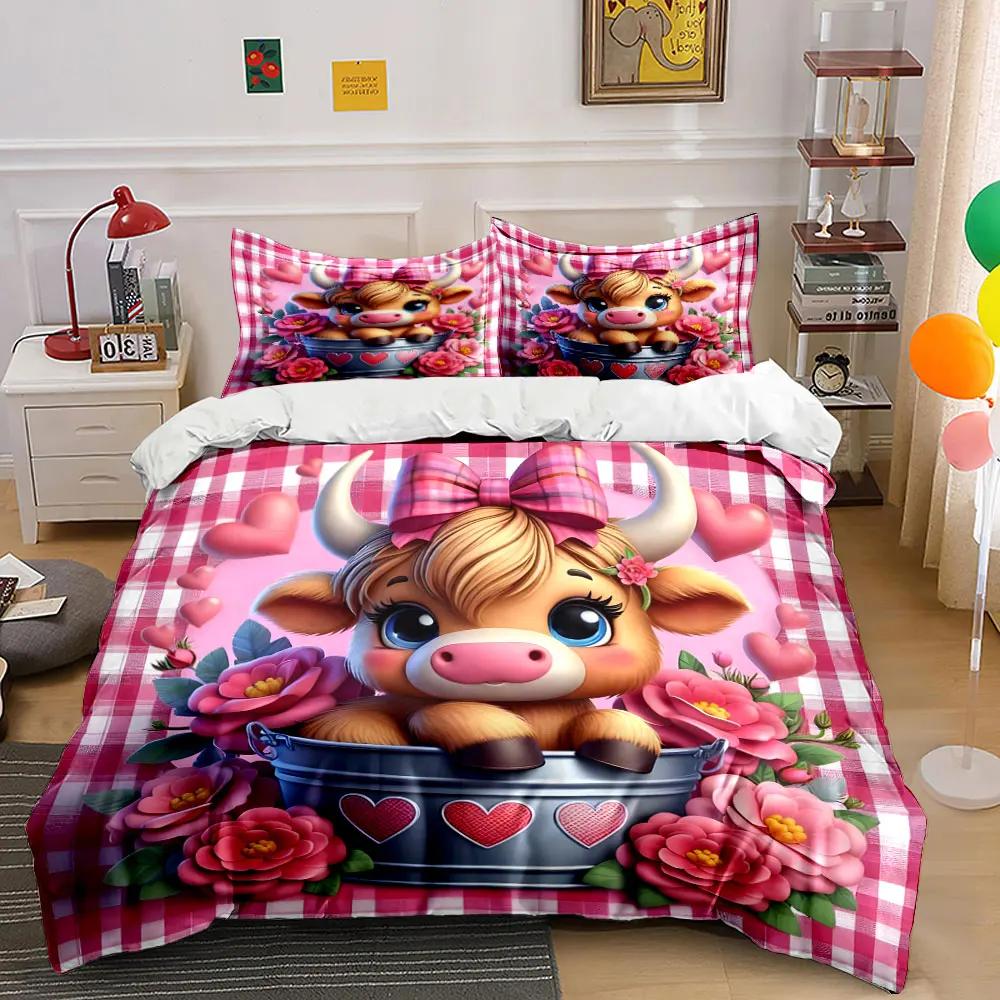 Cute Cow Themed Home Decor Multiple sizes kid's and adults' bedroom Exquisite 3PC bedding set, gift
