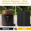 Round Fire Pit Heater Dust Cover with Drawstring - Portable Protective Cover for Propane Fire Column.