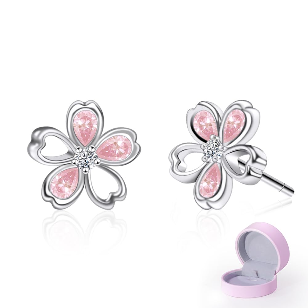 

Naniwaai Earrings for High Quality Zirconia no Silver 925 18K Platinum Flower Work Jewelry Box Women, Popular, Sakura Hime Earrings, Hypoallergenic,