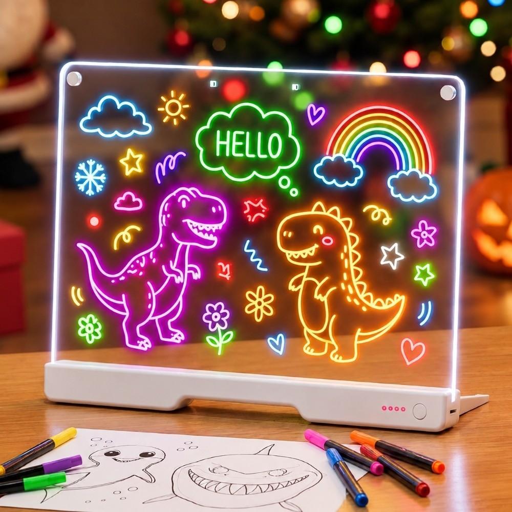 Colorful Lights Message Board Acrylic Erasable Doodle Board Acrylic LED Writing Board Children