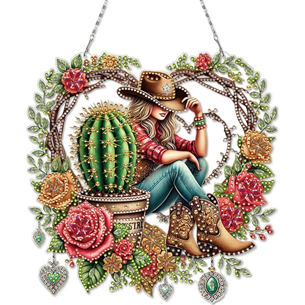 Acrylic Special Shape Mushroom Hut Rhinestone Diamond Art Pendants DIY Diamond Art Pendant Kit Diamond Painting Hanging Pendant