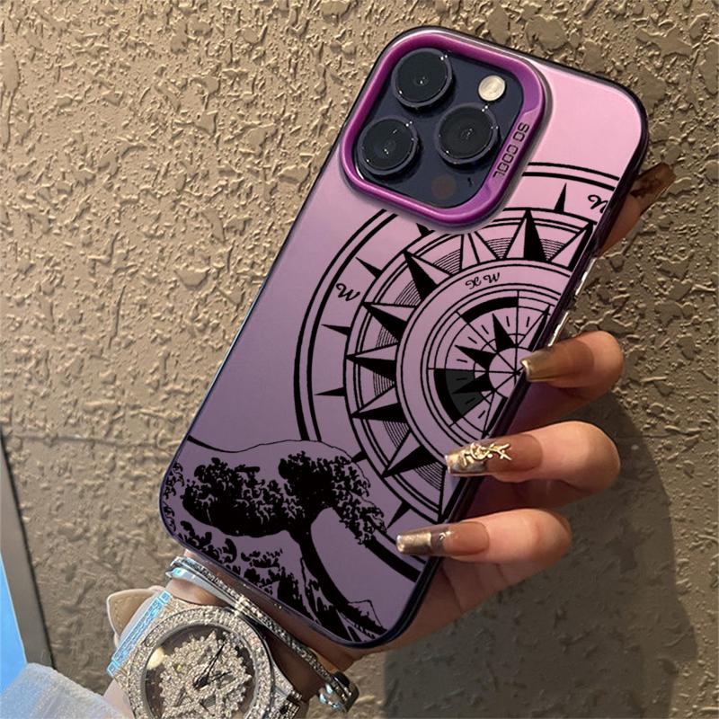 Fashion Vintage Compass Phone Case for iPhone 16 16E 12 13 11 14 15 Pro Max X XS XR 7 8 Plus SE2022 Hard IMD Shockproof Cover