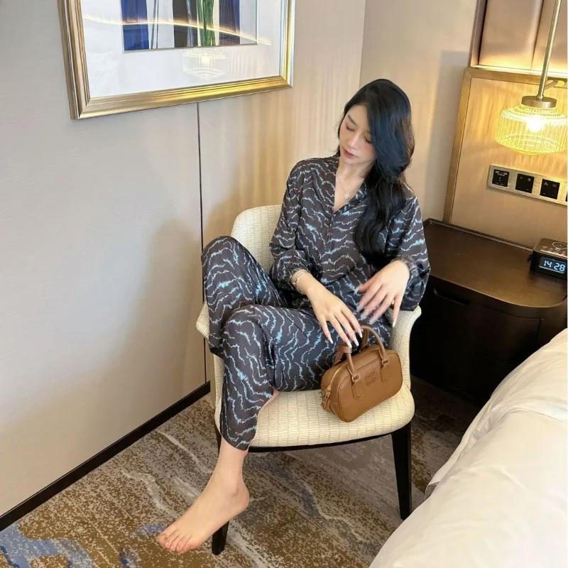 New Style Cooked Lapel Casual Home Wear Pajamas
