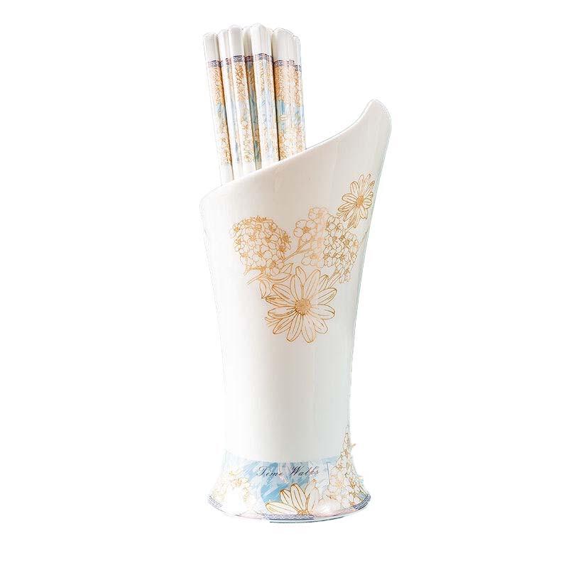 Jushang Cream Style Ceramic Chopstick & Rice Scoop Set