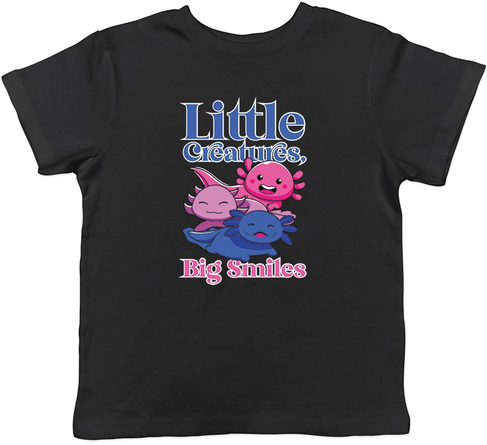 Cute Axolotls Kids T-Shirt Little Creatures Big Smiles Childrens Boys Girls Gift 140