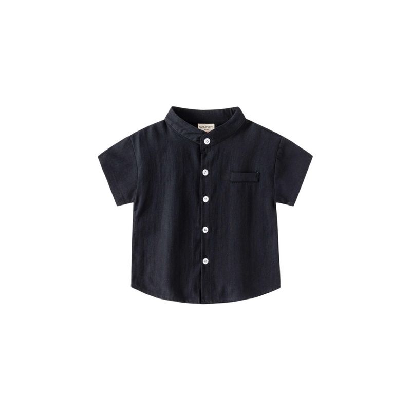 Half Sleeve Summer Boys' Stand Collar Cotton Tops Shirt
