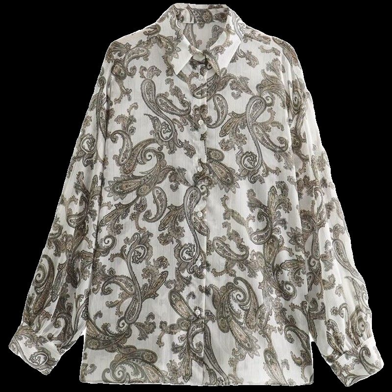 2024 Spring New Arrival Fashion Style Women's Clothing Casual Loose Paisley Print Shirt Tops 2298056 330