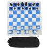 International Chess Set 95mm King Plastic Chess Pieces 50cm PU Leather Blue White Grid Board with