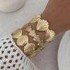 Salircon 3Styles Summer Ocean Style Gold Color Flower Scallop Cuff Bangles Women Boho Punk Geometric Bracelet Party Jewelry Gift