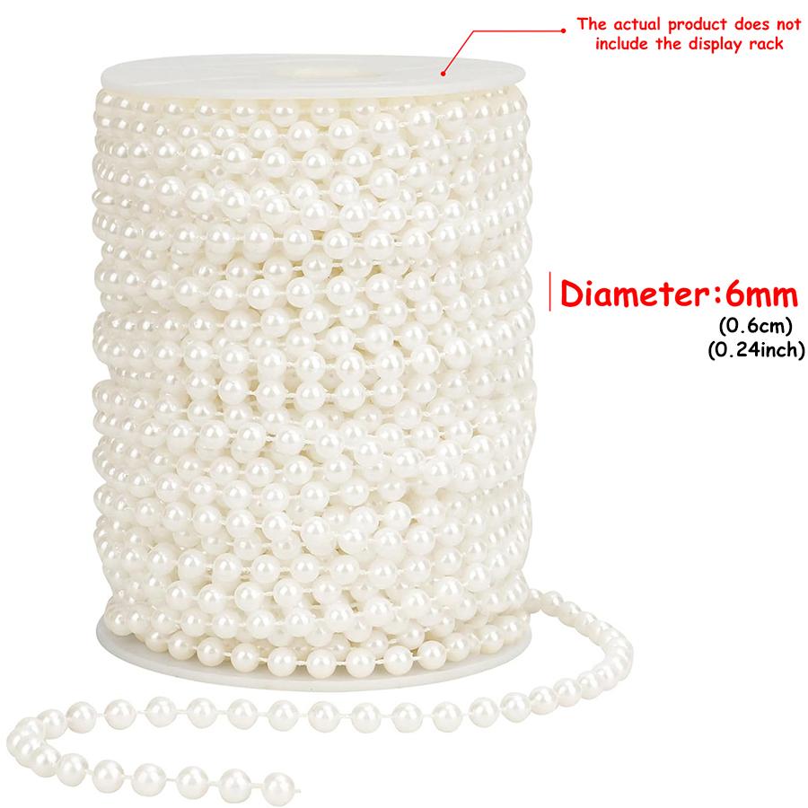 5M White Circular String Imitation Pearl Chain Wedding Dress Clothing Decoration Background Styling DIY Handmade Craft Supplies