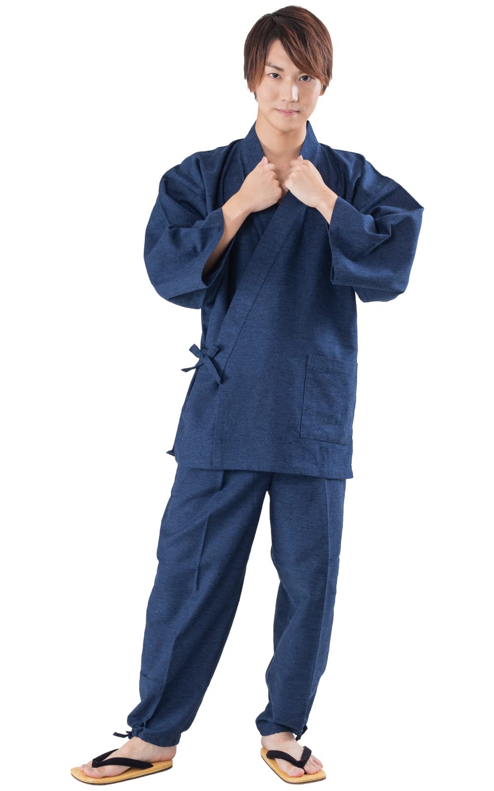 

Kurume Kurume woven soft to the easy to perfect as a winter [Ai Ai] Samue, twill, touch, wear, gift, spring, summer, fall, (M, navy)