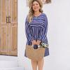 Spring Women's Plus Size Loose Long Sleeve Dress Striped Printed Temperament Dress