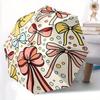 1pc Bow Pattern Automatic Folding Umbrella - 8-Rib Iron Frame, Windproof, Portable Sunshade with Plastic Handle for Travel & Outdoor Activit