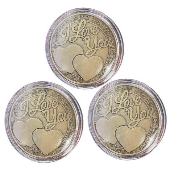 Ich Liebe Dich Glücksmünze Vierblättriges Kleeblatt Taschen-Umarmungs-Token Romantischer Liebesausdruck