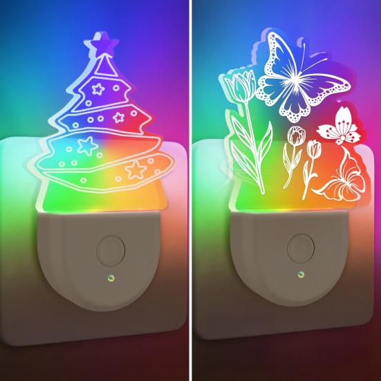 Night Light Christmas Tree Shape Projection 3D Effect Energy-Saving 0.5W