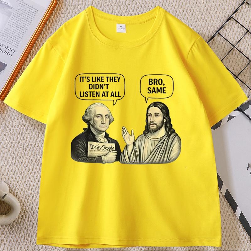 George und Jesus Lustiges Meme T-Shirt Jesus Christliches Religiöses T-Shirt Lässiges Baumwoll Kurzarm Rundhals T-Shirts Unisex Kleidung