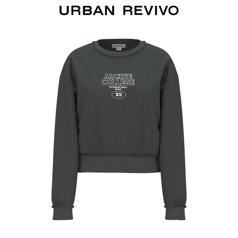 UR Women's Color-Block Letter Short Round Neck Sweatshirt