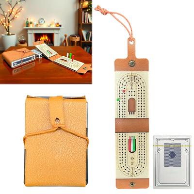 Traditional Wooden Cribbage Board Game Set Includes Playing Cards 6 Pegs Fun Table Game 2-4 Player Games Classic Tabletop Game