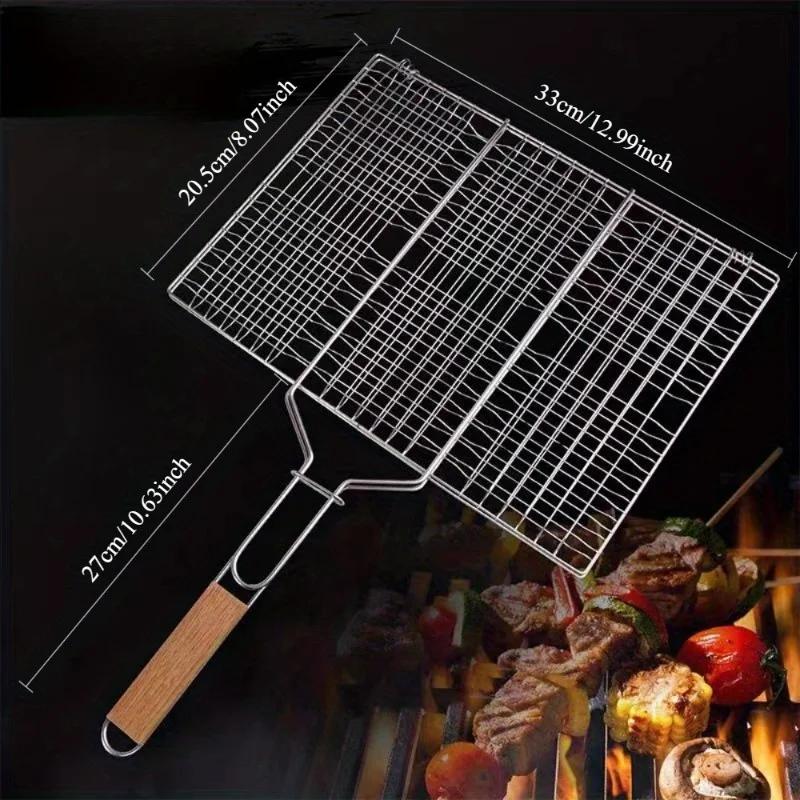 Barbecue Mesh Clip, Durable, Safe and Non-toxic, Vegetable and Meat Barbecue Mesh Clip with Detachable Handle