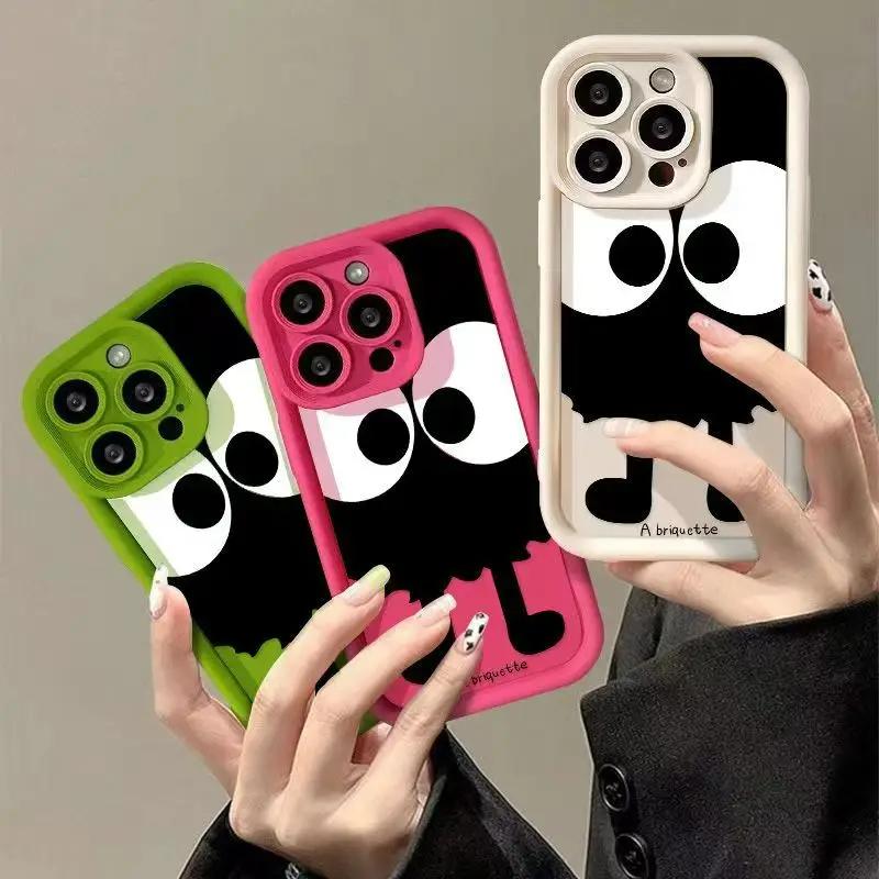 Cartoon Big Eyes Phone Case For iPhone 15 14 11 12 13 Pro Max X XR XS Max 7 8 14 15 Plus SE2020 Luxury Matte Soft Silicone Cover