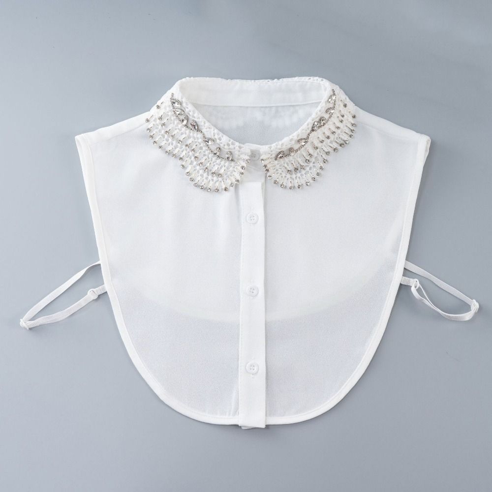 Rhinestones Shiny Fake Collar White Color False Collar Exquisite Blouse Collar Classic Clothing