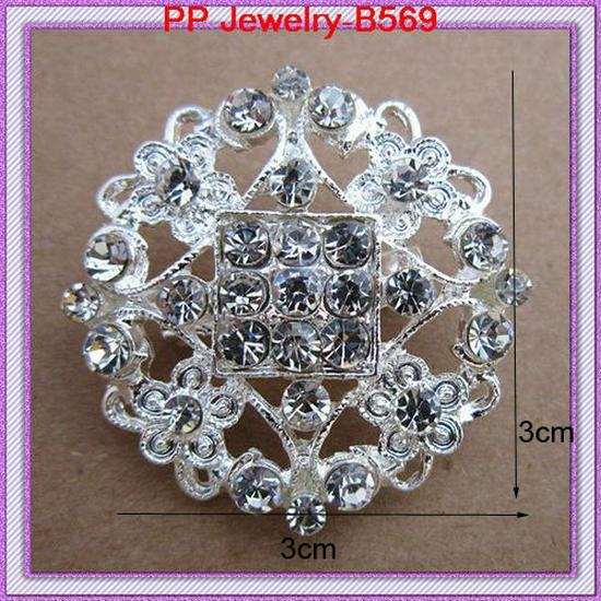 Korean Style Silver-Plated Rhinestone Flower Brooch Lapel Pin B569 Zhen Yao Jewelry