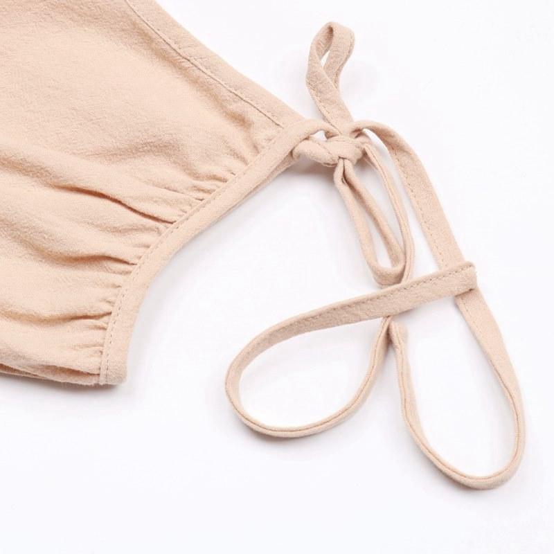 Šaty Halter Sling Chic All Match Slim Jednobarevné Bavlněné Povlečení Elegantní šaty S-XXL