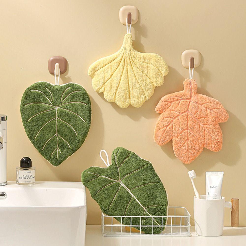 Double-layer Leaf Style Hand Towel Absorbent Handkerchief Rag  for Kitchen Bathroom