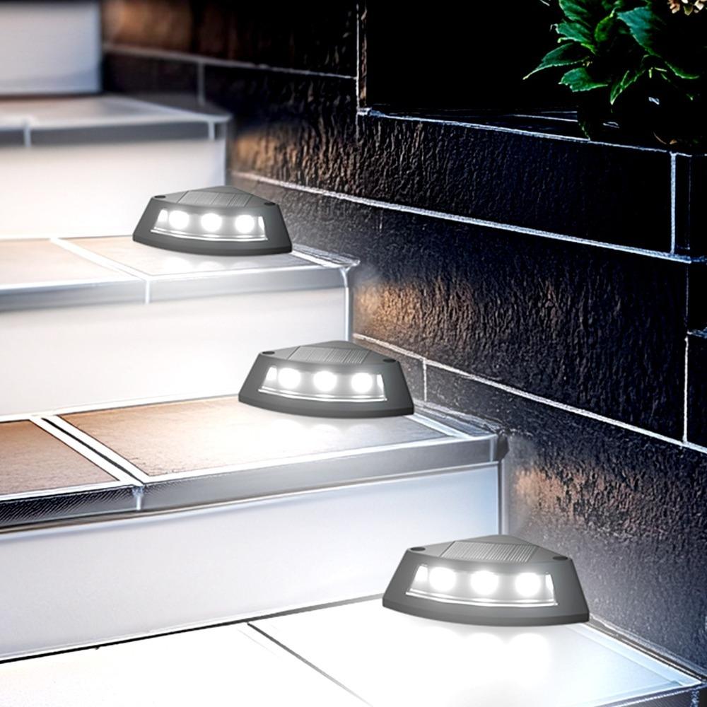 8pcs Waterproof Solar Step Lights Warm /White Light Easy To Use Stair Lighting Solar Powered Auto Switch Garden Walkway Light