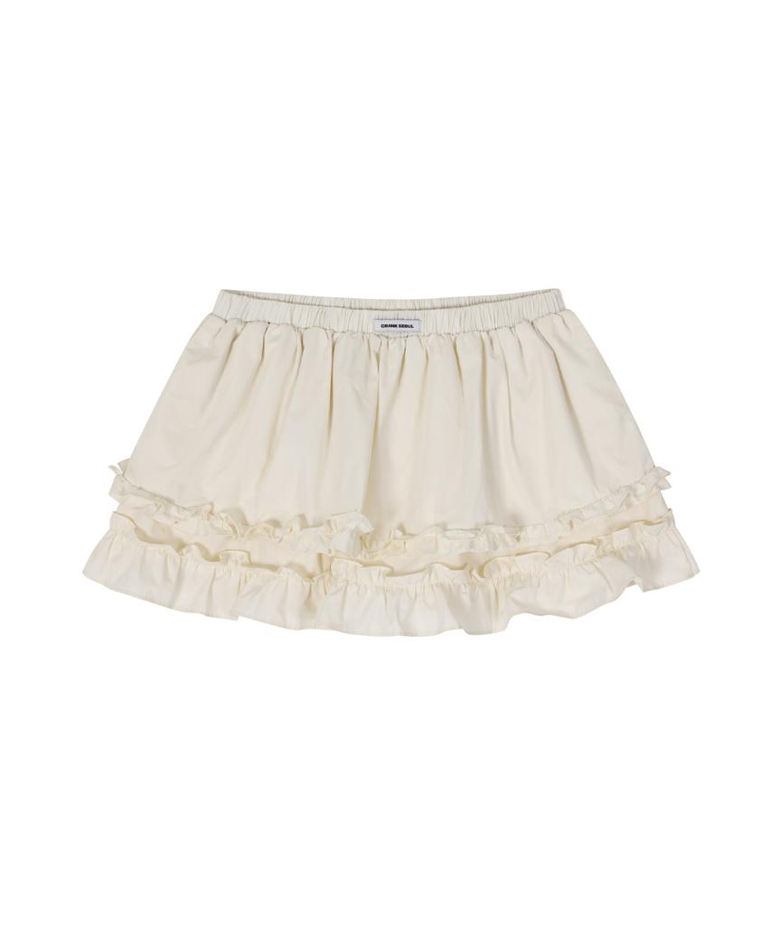 Crank Frill Layered Mini Skirt_Cream