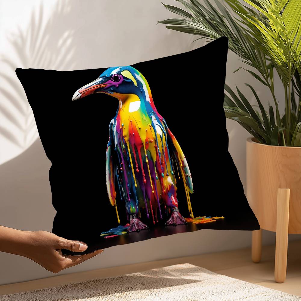 Animals Rainbow Dog Sea Otter Elephent Pillow Case Sofa Decorative Home Double-sided Printing Short Plush Cushion Pillow Cover