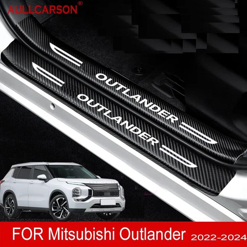 

Для Mitsubishi Outlander 2022 2023 2024 автомобильные пороги кожаные наклейки защитная пластина пороговая полоса из углеродного волокна аксессуары