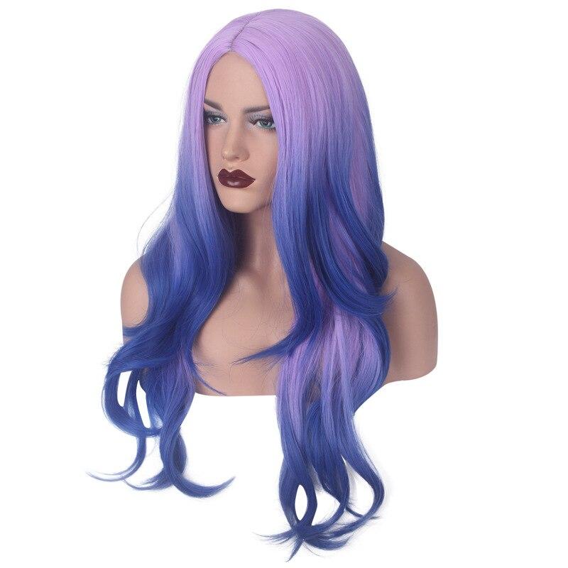 Аниме 75 см Новый Фиолетовый Синий Парик Омбре Длинные Волнистые Синтетические Волосы — фото 3