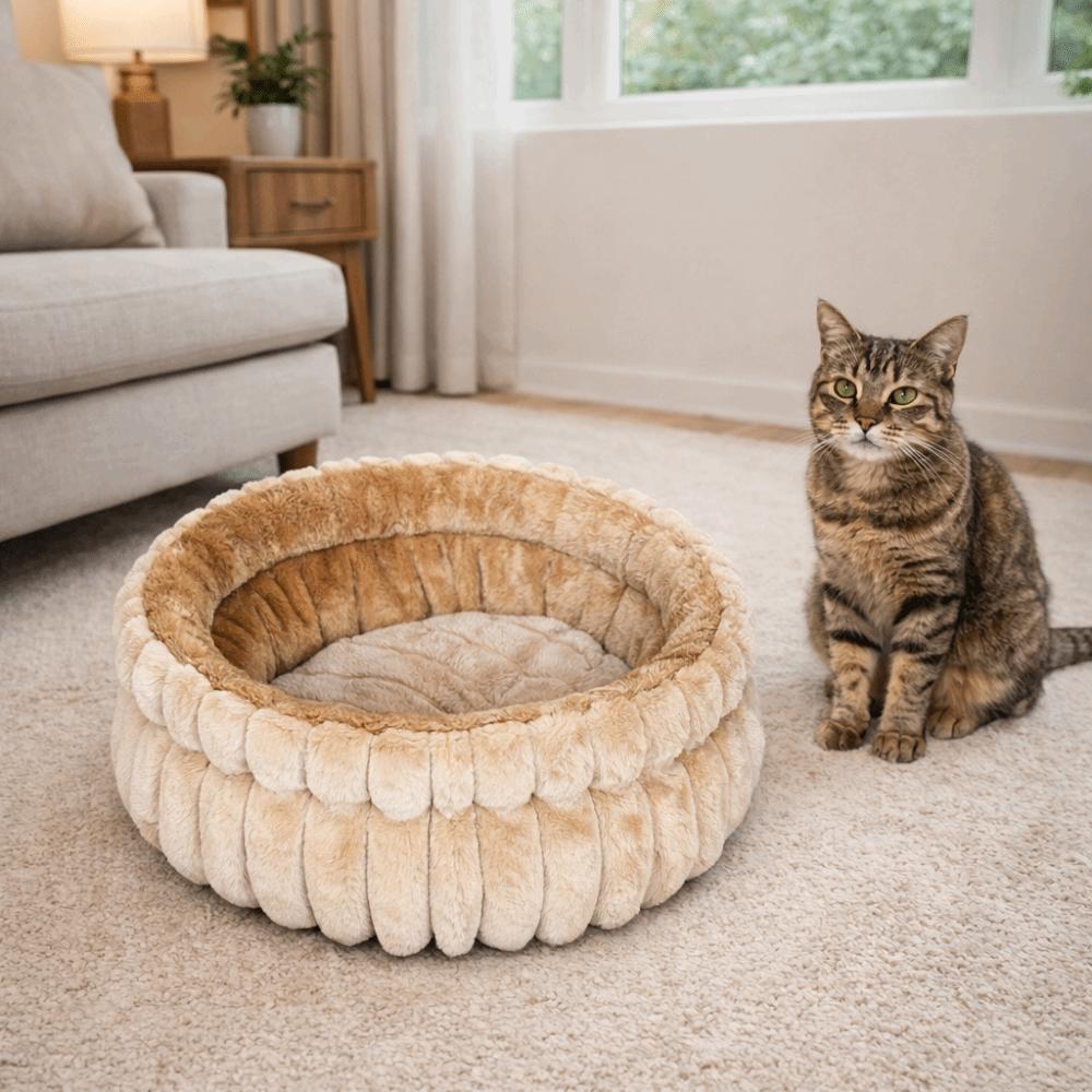 Dog Sleeping Mat Thicken Winter Cat Nest Round Warm Cat Sofa Bed Washable Plush Pet Mat Autumn Winter