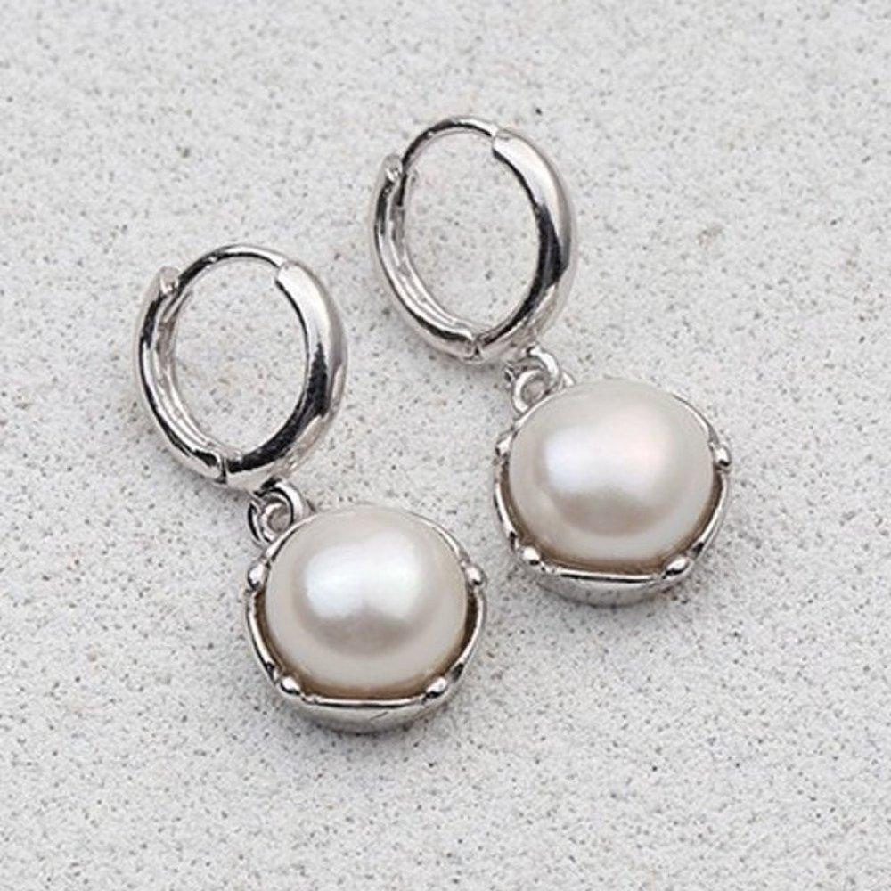 

[Aslit] Pearl Drop Earrings One-Touch Silver 925 Wedding Bridal Jewelry