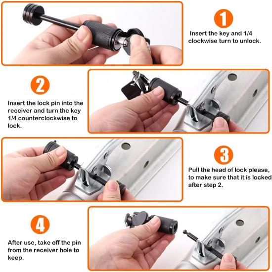 CZC AUTO Trailer Tongue Coupler Lock, Dia 1/4 Inch, 2-1/2 Inch Span Fits Latch-Type Coupler For Towing Boat Truck RV Car Trailer