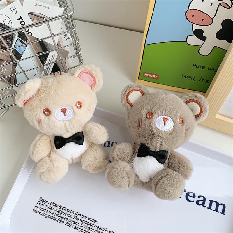 Creative Cute Gentleman Bear Plush Doll Schoolbag Pendant Claw Machine Girl Heart Doll Keychain Gift