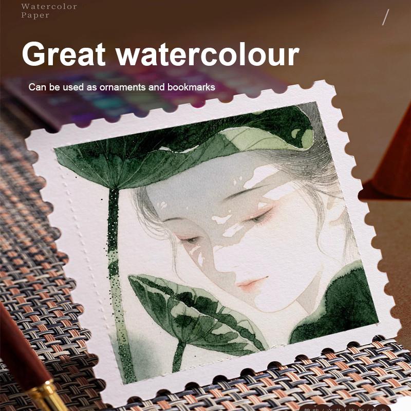 Borrence Stamp Ticket Stub Watercolor Paper 25/75 Sheets 300g Fine Lines Square Water Color Painting Paper Art Drawing Supplies