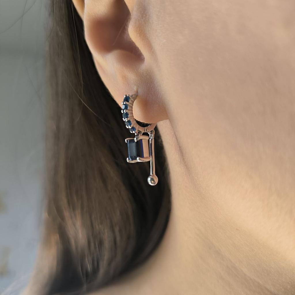 Silver Earrings with Nano Sapphire 2.35ct (2195078)