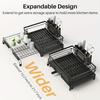 Expandable 2-in-1 Dishware Drain Rac-Space Saving,Rust Proof Metal Dishware Drain Rack with Pot Slot,Dish Rack and Drain Board, Kitchen Sink Finishing