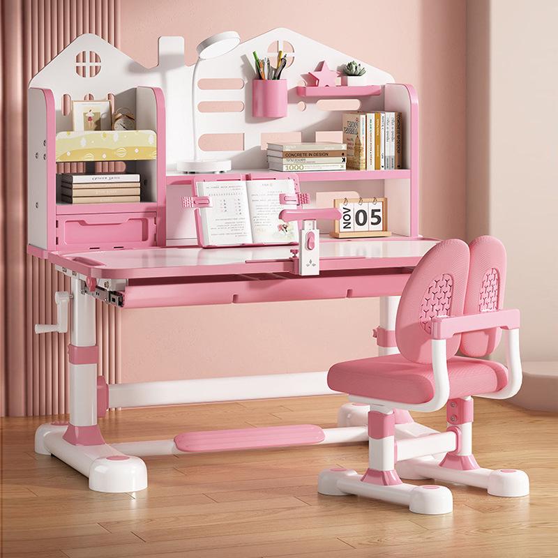Kids' Study Desk & Chair Set with Storage - Metal Legs