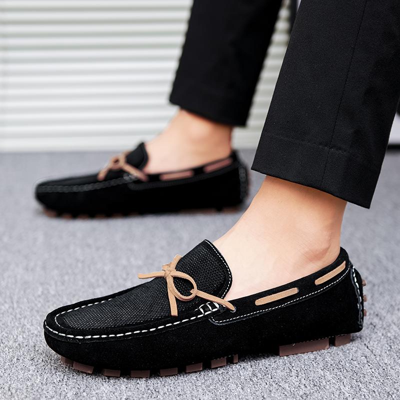2025 Mens Moccasin Brown Black Loafers Men Leather Shoes Luxury Designer Brand Fashion Sneakers Flats Slip on Lightweight