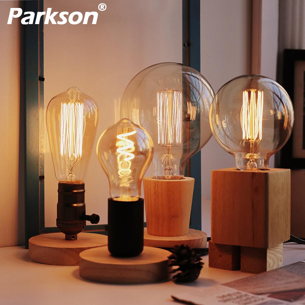 Modern Wood Table Lamp Retro E27 Desktop Decorative Light Indoor Art Lamp Living Room Bedroom Decoration Wood Light Base EU Plug