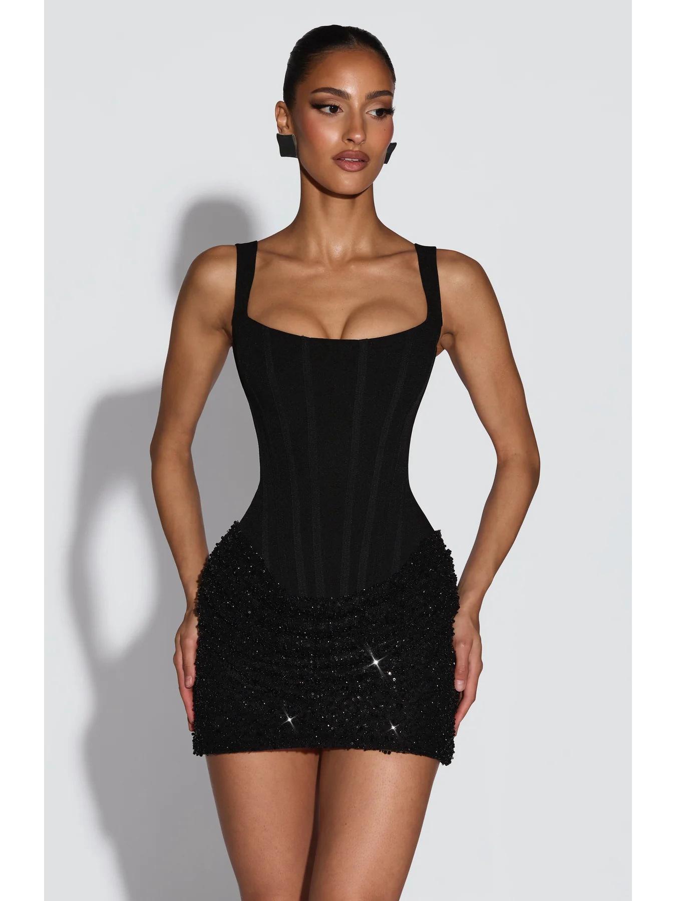 

European & American Style Sequin Patchwork Slim Fit Dress - Spring/Summer 2026 Collection Large