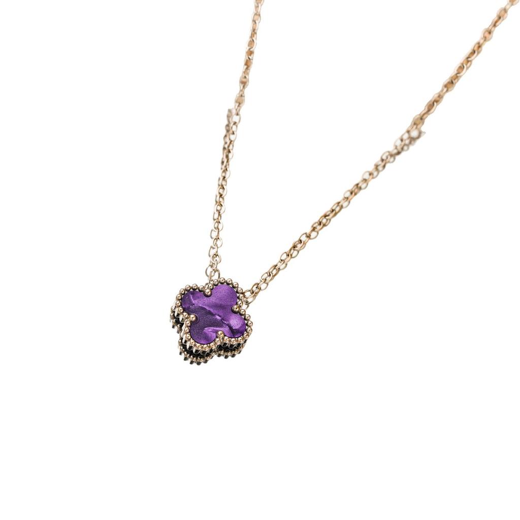 Collana Trifoglio a Quattro Foglie Una Lussuosa e Raffinata Catena per Maglione da Donna in Acciaio di Titanio Bicolore Resistente al Colore